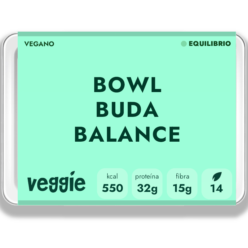 Buddha bowl vegano — tempeh, quinoa y legumbres