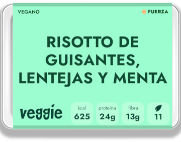 Risotto vegano de guisantes, lentejas y menta