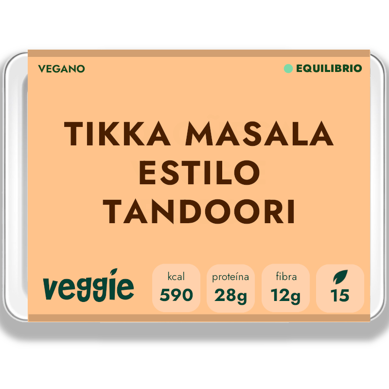 Tikka masala vegano — piezas vegetales de soja al estilo tandoori